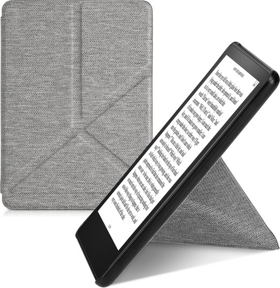 kwmobile ereader hoesje van stof - geschikt voor Amazon Kindle Paperwhite 11. Generation 2021 - Case met magneetsluiting - Cover in lichtgrijs van Merkloos