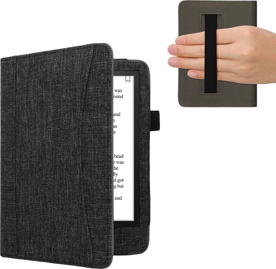 kwmobile Flip cover eReader hoesje geschikt voor Amazon Kindle Paperwhite 11. Generation 2021 - Met handvat - In donkergrijs