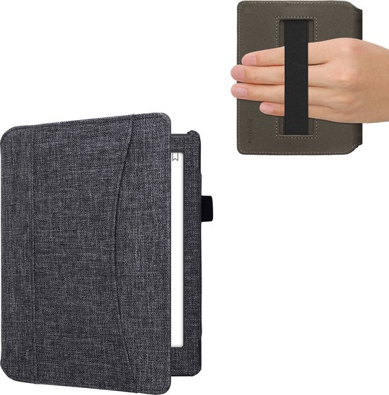 kwmobile Flip cover eReader hoesje geschikt voor Kobo Aura H2O Edition 2 - Met handvat - In donkerblauw van Merkloos