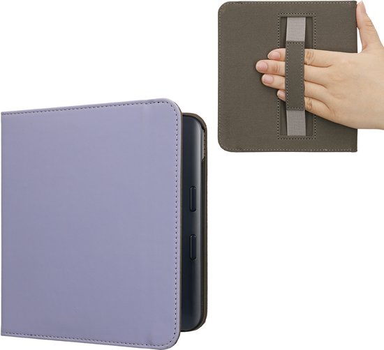 kwmobile flip cover geschikt voor Kobo Libra Colour - Case met magnetische sluiting en handvat - Hoes voor e-reader in lavendel - design
