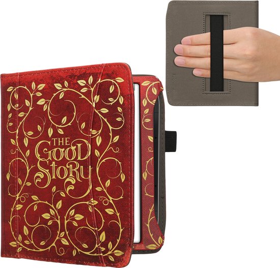 kwmobile flip cover geschikt voor Pocketbook Era / Era Color - Hoes met handgreep en voorvak voor e-reader - Book case in geel / oranje / rood - Sprookjesboek design van Merkloos