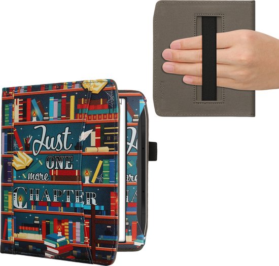 kwmobile flip cover geschikt voor Pocketbook Era / Era Color - Hoes met handgreep en voorvak voor e-reader - Book case in meerkleurig - bibliotheek design van Merkloos