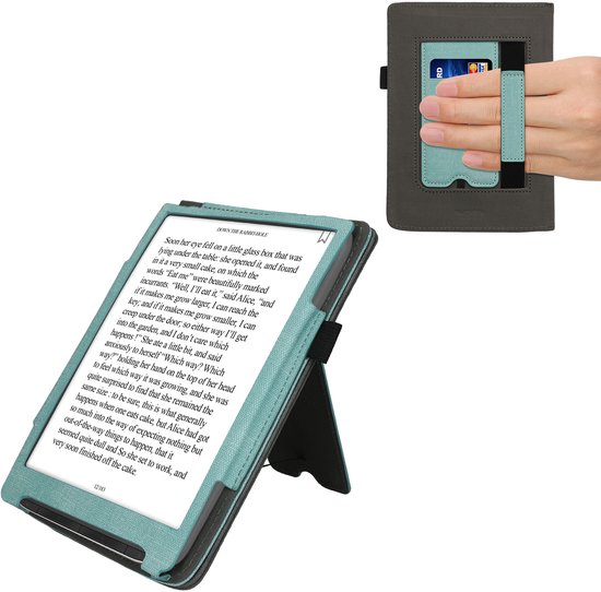kwmobile flip cover voor e-reader - geschikt voor Pocketbook InkPad 4 / Color 3 / Color 2 / Vivlio InkPad 4 / InkPad Color 3 - Van imitatieleer en -suède - In mintgroen / donkergrijs van Merkloos