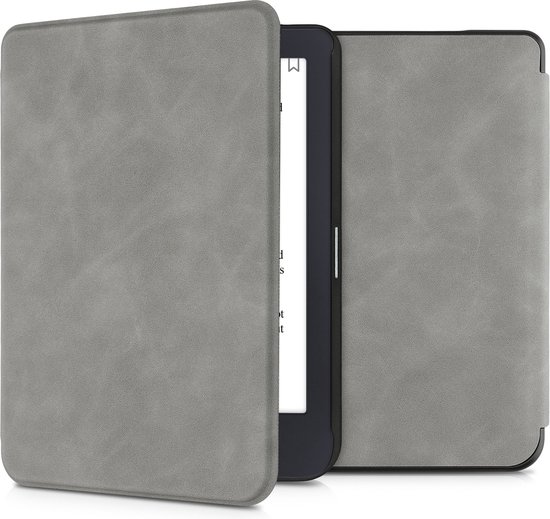 kwmobile Hoes compatibel met Tolino Shine 3 - kunstleer eReader beschermhoes Cover Case - grijs