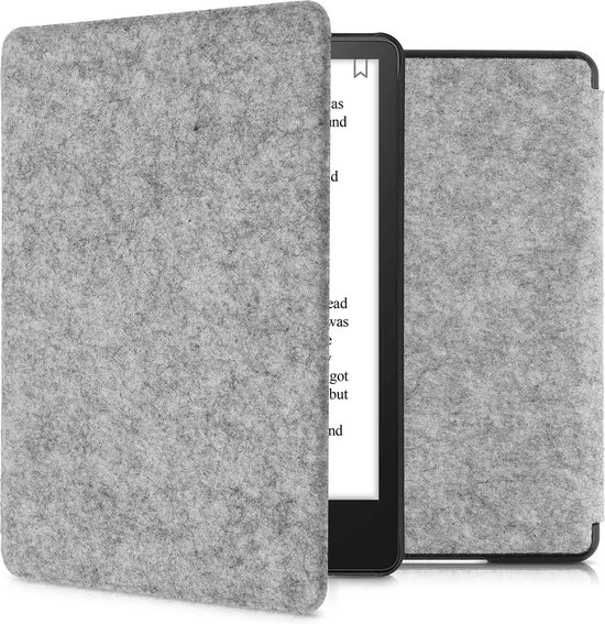 kwmobile hoes geschikt voor Amazon Kindle Paperwhite 11. Generation 2021 - e-reader beschermhoes van vilt - lichtgrijs
