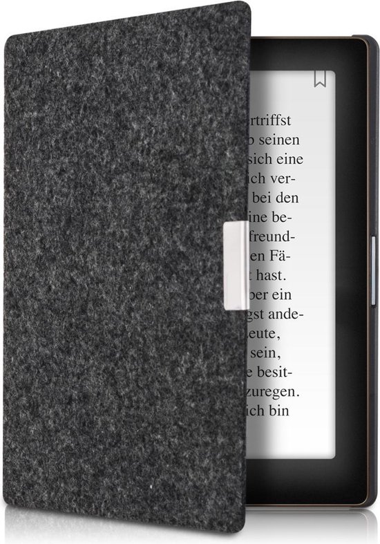 kwmobile hoes geschikt voor Kobo Aura Edition 1 - e-reader beschermhoes van vilt - donkergrijs van Merkloos