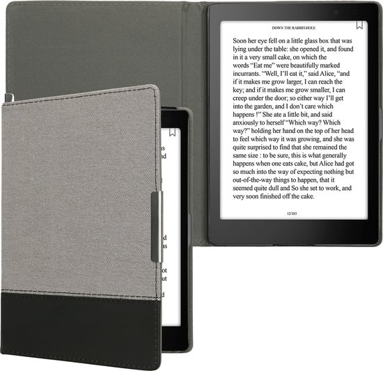 kwmobile hoes geschikt voor Kobo Aura ONE - Canvas beschermhoes in donkergrijs / zwart - Voor e-reader - van Merkloos