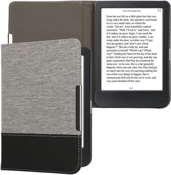 kwmobile hoes geschikt voor Kobo Clara BW / Colour - Canvas beschermhoes in donkergrijs / zwart - Voor e-reader - van Merkloos