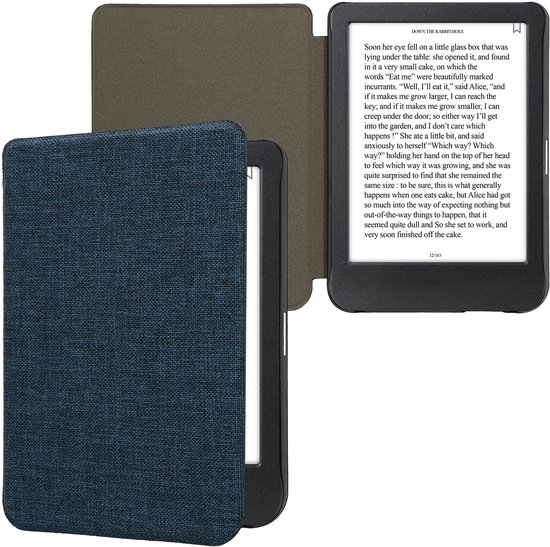 kwmobile hoes geschikt voor Kobo Clara BW / Colour - Stoffen beschermhoes voor e-reader in blauw van Merkloos