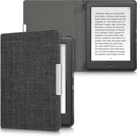 kwmobile hoes geschikt voor Kobo Glo HD / Touch 2.0 - Stoffen beschermhoes voor e-reader in donkergrijs van Merkloos