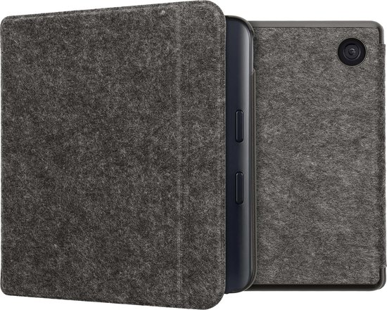 kwmobile hoes geschikt voor Kobo Libra Colour - e-reader beschermhoes van vilt - donkergrijs van Merkloos