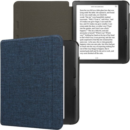 kwmobile hoes geschikt voor Kobo Libra Colour - Stoffen beschermhoes voor e-reader in blauw van Merkloos