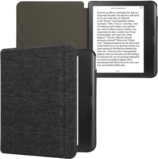 kwmobile hoes geschikt voor Kobo Libra Colour - Stoffen beschermhoes voor e-reader in donkergrijs van Merkloos