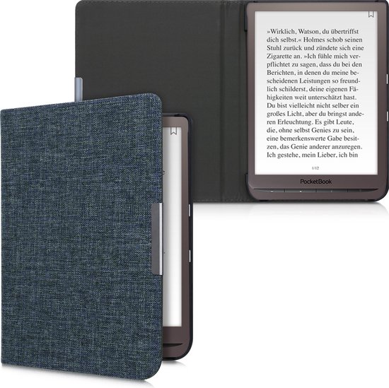 kwmobile hoes geschikt voor Pocketbook InkPad 3 / 3 Pro / Color / Vivlio InkPad 3 - Stoffen beschermhoes voor e-reader in blauw van Merkloos