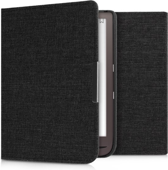 kwmobile hoes geschikt voor Pocketbook InkPad 3 / 3 Pro / Color / Vivlio InkPad 3 - Stoffen beschermhoes voor e-reader in donkergrijs van Merkloos
