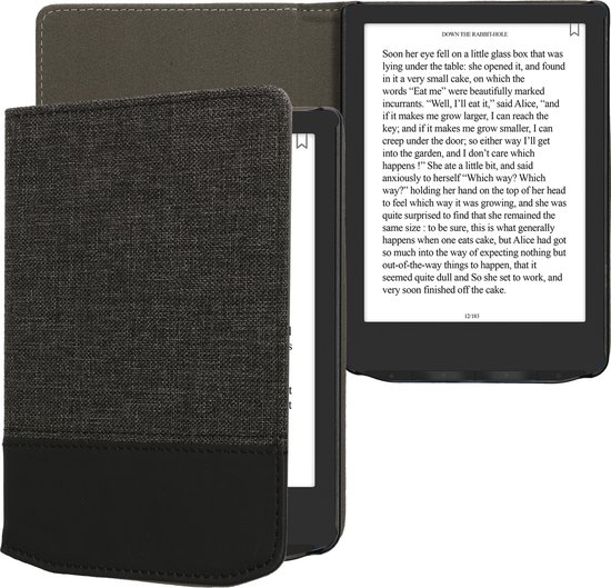 kwmobile hoes geschikt voor Pocketbook Verse / Verse Lite / Verse Pro / Color / Vivlio Light/Light HD - Canvas beschermhoes in antraciet / zwart - Voor e-reader - van Merkloos