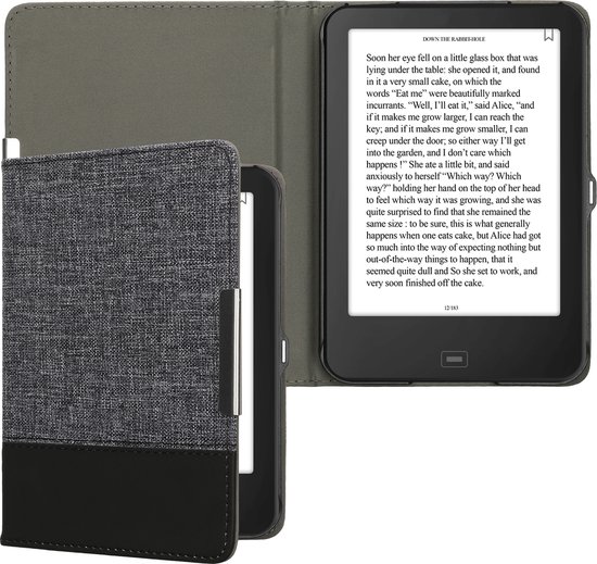 kwmobile hoes geschikt voor Tolino Shine 2 HD - Canvas beschermhoes in donkerblauw / zwart - Voor e-reader - van kwmobile