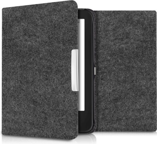 kwmobile hoes geschikt voor Tolino Shine 2 HD - e-reader beschermhoes van vilt - donkergrijs van Merkloos