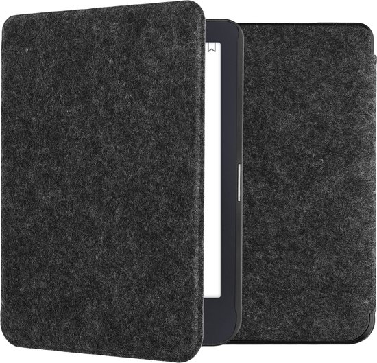 kwmobile hoes geschikt voor Tolino Shine 3 - e-reader beschermhoes van vilt - donkergrijs van Merkloos