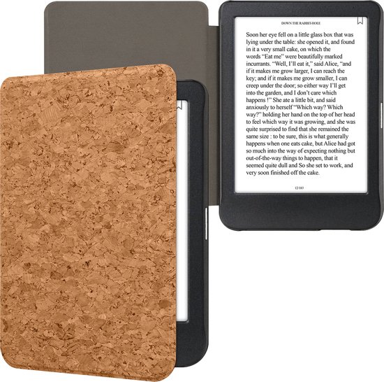 kwmobile Kurken hoesje geschikt voor Kobo Clara BW / Colour - Beschermende e-reader Flip Cover - In lichtbruin van Merkloos