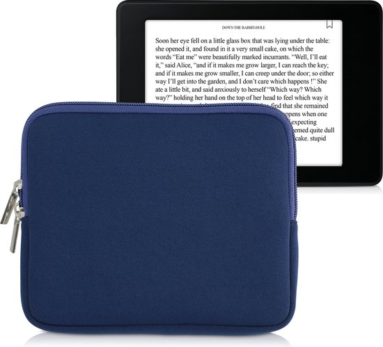 kwmobile Neopreen e-Reader Pouch Maat 6-7" eReader - Universele eBook Sleeve Case met Rits - Donkerblauw van Merkloos
