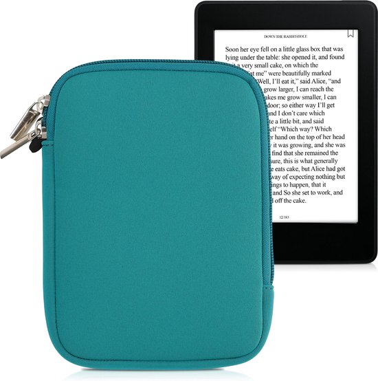 kwmobile Neopreen e-Reader Pouch Maat 6" eReader - Universele eBook Sleeve Case met rits, polsband - benzine van Merkloos