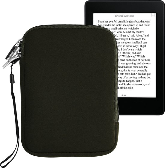 kwmobile Neoprene e-Reader Pouch Size 6" eReader - Universal eBook Sleeve Case with Zipper - Dark Green
