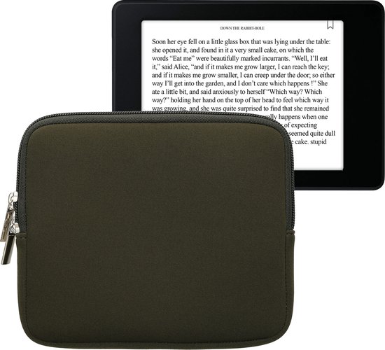 kwmobile Neoprene e-Reader Pouch Size 6,8-7" eReader - Universal eBook Sleeve Case with Zipper - Dark Green van Merkloos
