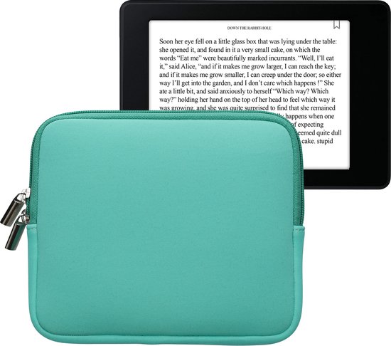 kwmobile Neoprene e-Reader Pouch Size 6,8-7" eReader - Universal eBook Sleeve Case with Zipper - Mint van Merkloos