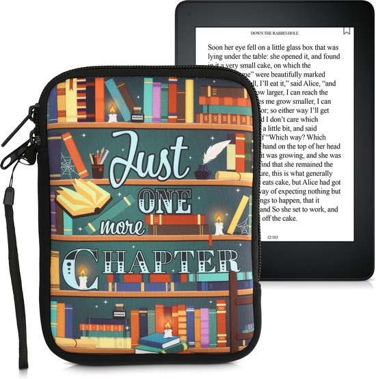 kwmobile Universele Cover voor eReader - Neopreen hoesje bibliotheek design meerkleurig - 17 x 12 x 2 cm van kwmobile