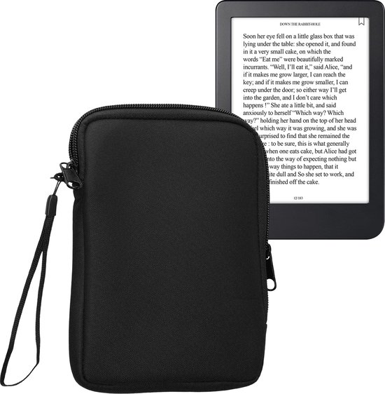 kwmobile universele e-reader hoes geschikt voor 6" eReader hoesje - Stoffen cover voor eReader 17 x 12 x 2 cm - E reader sleeve met rits - In zwart van Merkloos