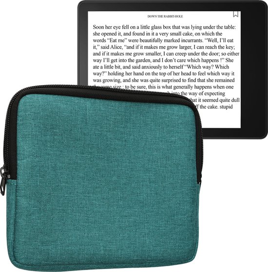 kwmobile universele e-reader hoes geschikt voor 6,8-7" eReader hoesje - Stoffen cover voor eReader 17,5 x 14,7 cm - E reader sleeve met rits - In petrol van Merkloos