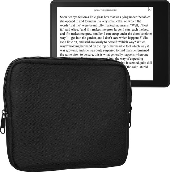 kwmobile universele e-reader hoes geschikt voor 6,8-7" eReader hoesje - Stoffen cover voor eReader 17,5 x 14,7 cm - E reader sleeve met rits - In zwart
