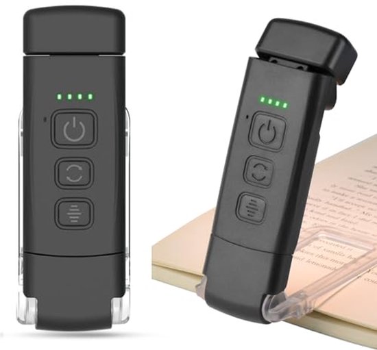 Lamp voor boeken met klem, oogvriendelijke leeslamp met 3 kleuren en 5 dimbare helderheidsniveaus van Lencarta