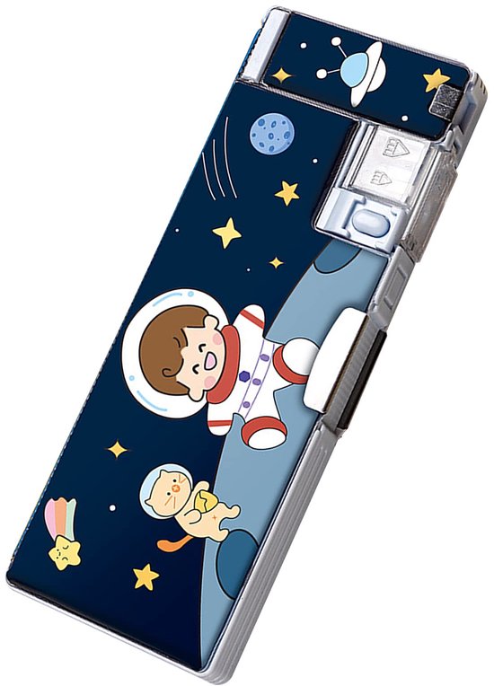 Large Pencil Case, Cartoon Multiple Slots Pencil Case Magnetic for Outing (Spaceman)