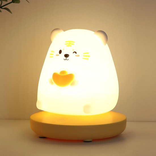 LED-kindernachtlampje, dimbaar babynachtlampje, zachte siliconen kinderlamp met aanraaksensor, oplaadbaar via USB, decoratieve bedlamp voor de kinderkamer. van Merkloos