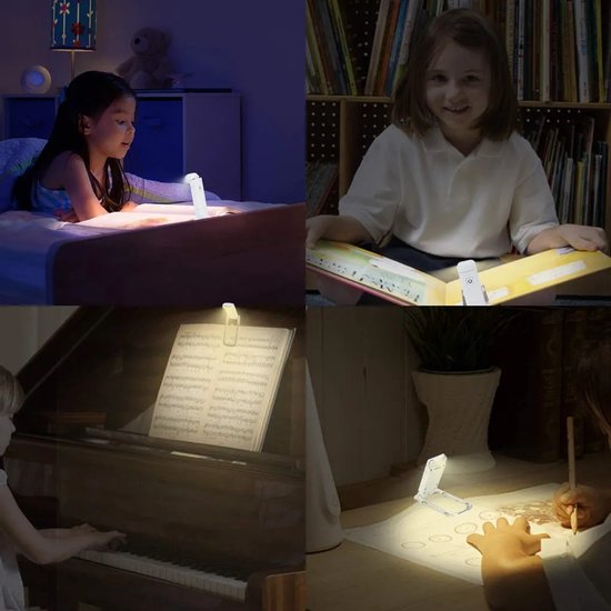 LED-klemleeslampje, één verpakking, oplaadbaar via USB, kinderleeslampje met 3 instelbare helderheidsniveaus, leeslampje Geschikt voor naast het bed voor 's avonds. van Glocusent