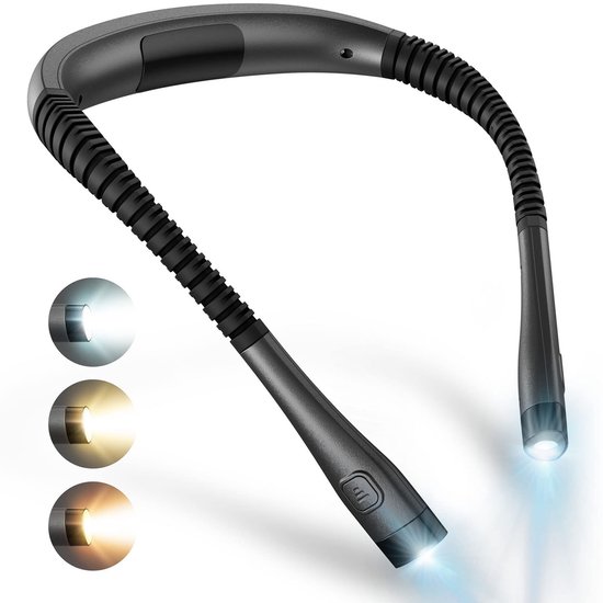 LED-leeslamp - Neklamp - Draagbare leeslamp - Knutsellamp - Hobbylamp - Draagbaar en dimbaar - Geschikt voor lezen in de slaapkamer en buiten - Oogvriendelijk - 1000 mAh - Zwart
