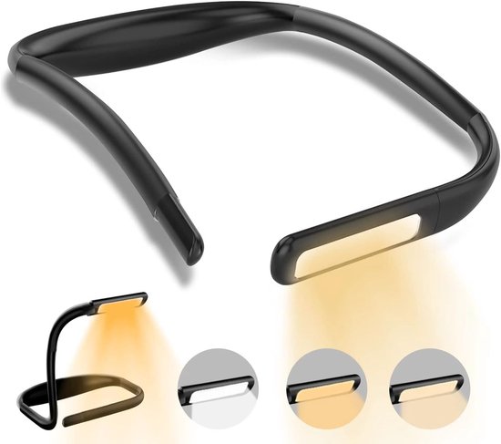 LED-leeslamp voor om de nek - neklampje voor haakwerk - nekleeslamp - Driekleurige verlichting - Flexibele armleeslamp - LED-leeslamp - 25*16*3 cm van Merkloos