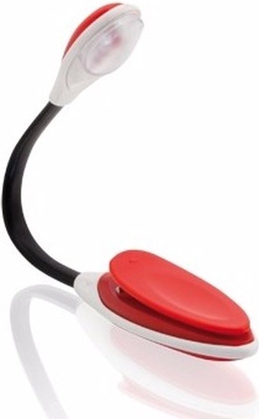 LED leeslampje met klem op batterijen rood van Benroy