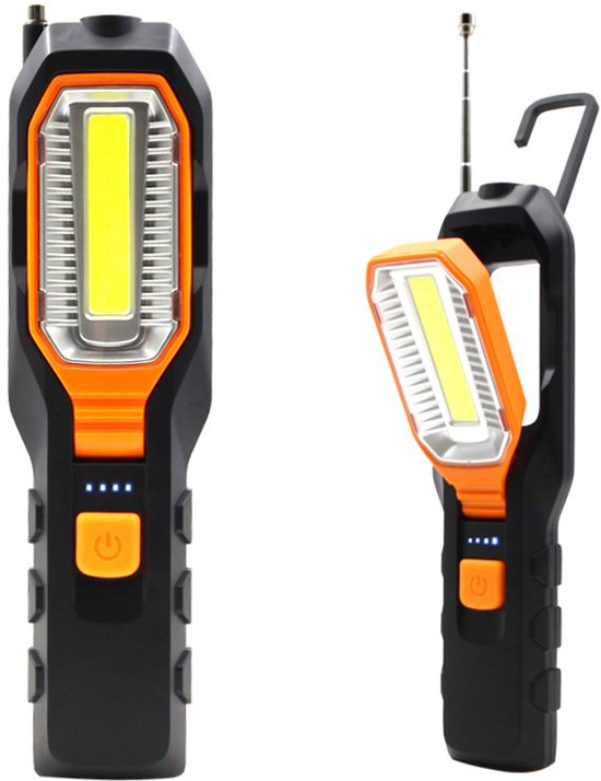 LED-werklamp met USB-oplaadhaak, 4 lichtstanden, 300 lumen. van Merkloos