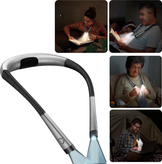 LED's Light Neklamp - Nekleeslamp - Oplaadbaar - Neklampje - Leeslamp - Voor boek - Leeslampje slaapkamer - Zwart van Merkloos