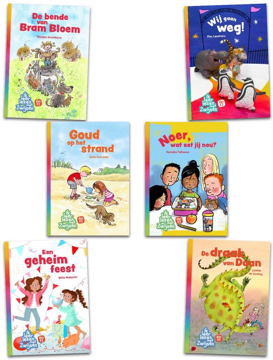 Leesboekenpakket AVI E3 – 6 titels voor beginnende lezers van Merkloos