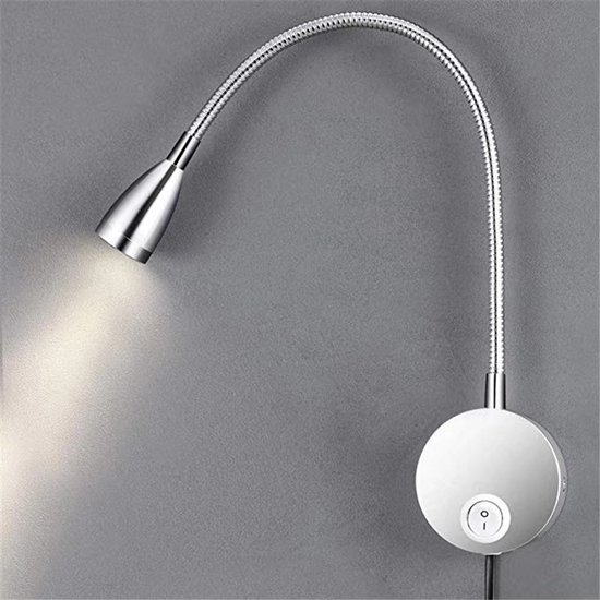 Leeslamp, 360° flexibele LED-wandlamp Leeslamp Wit Warm 3000K Aluminium Leeslamp van LUMINAIREQUE