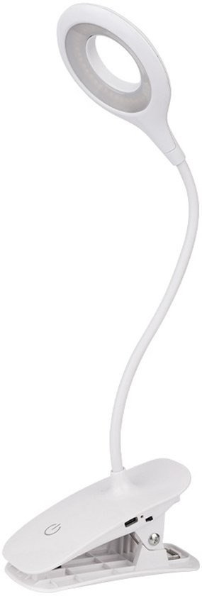 Leeslamp Boekenklem-1 Stuk - LED Studie Clip Lamp - Oplaadbare Opvouwbare Boekenhouders En Bedlamp - Wit - 3 Lichtkleuren Dimbaar - 1200mAh van Merkloos