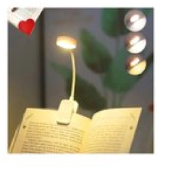 leeslamp-inclusief batterijen-3 verlichtingsstanden en oogbeschermin-verlichting-360° flexibele opklikbare boeklamp-boekenlegger-bed-bedlamp van Merkloos