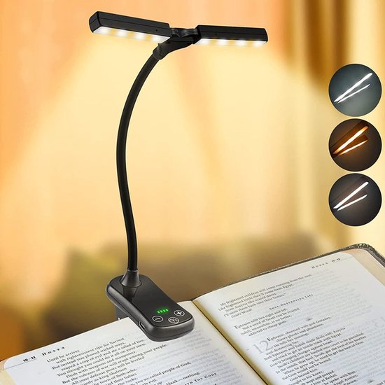 Leeslamp met boekenklem, USB-oplaadbare cliplamp, nachtleeslamp van Merkloos