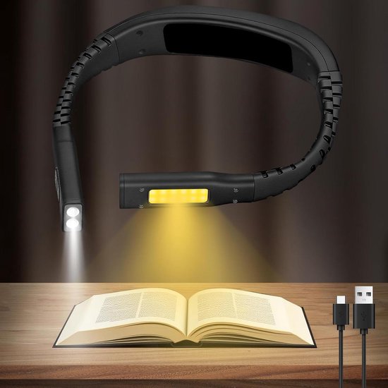 Leeslamp Nek - Neklamp Boek - Lezen in Bed - Vier Lichtbronnen - N.v.t. - Zwart