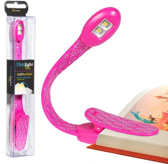 Leeslampje - Boeklamp LED - Lezen in bed - Dubbele LED - Flexibele hals - Roze blad