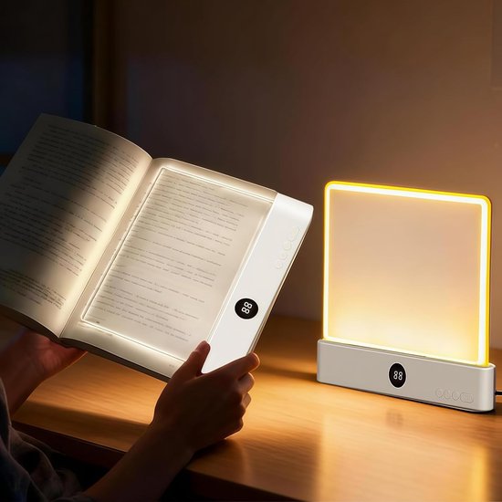 Leeslampje - Boeklampje voor in Bed - Timerfunctie - Oplaadbaar Leeslampje - Leeslampje voor boek - Draadloos USB Oplaadbaar Leeslampje - Transparant paneel - Boeklamp Oplaadbaar - Leeslamp Bed - 3 Kleuren Licht - Wit van Merkloos